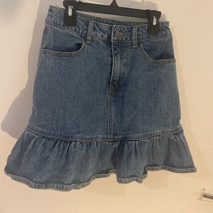 John Galt Denim Ruffle Skirt